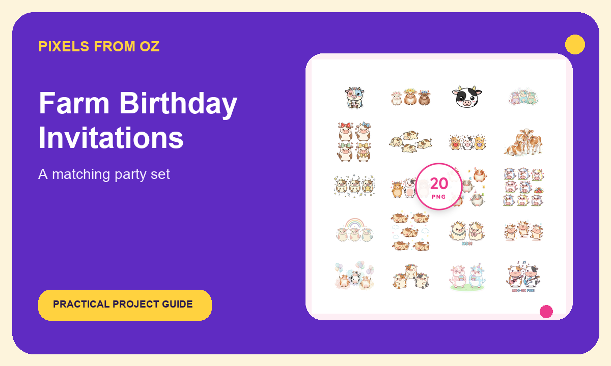 Clip Art for Farm Birthday Invitations project guide cover