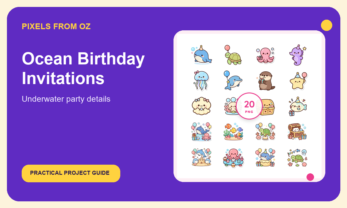 Clip Art for Ocean Birthday Invitations project guide cover