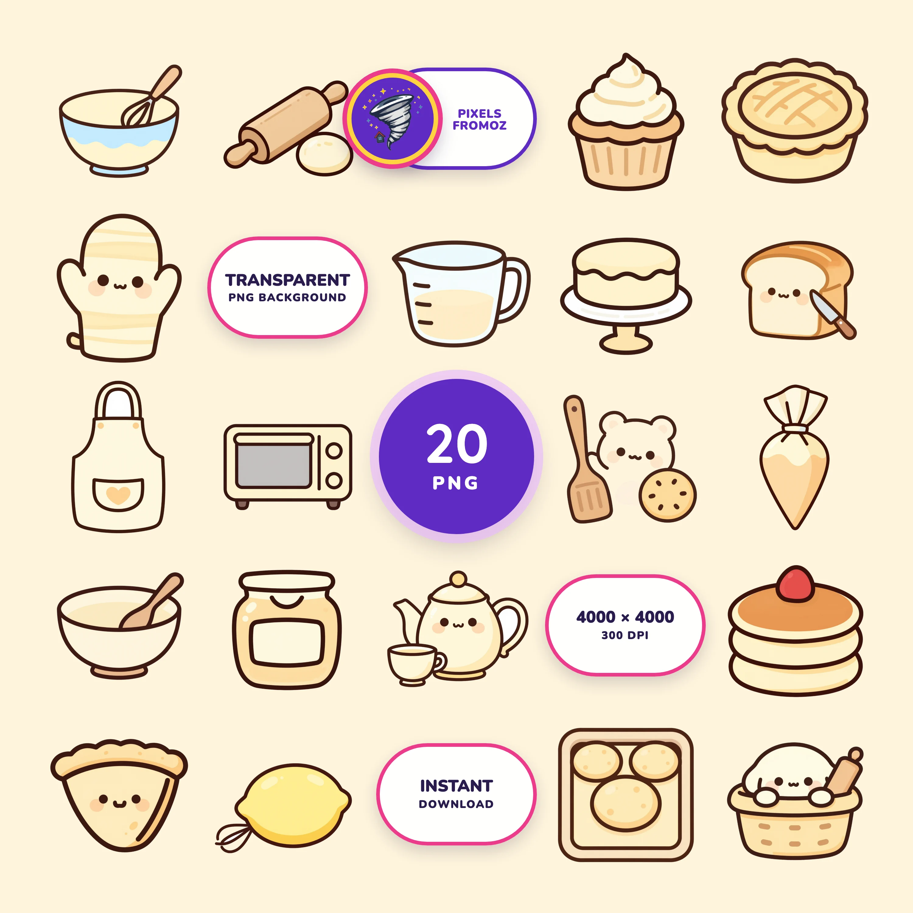 Baking Kitchen Doodles PNG clip art collection