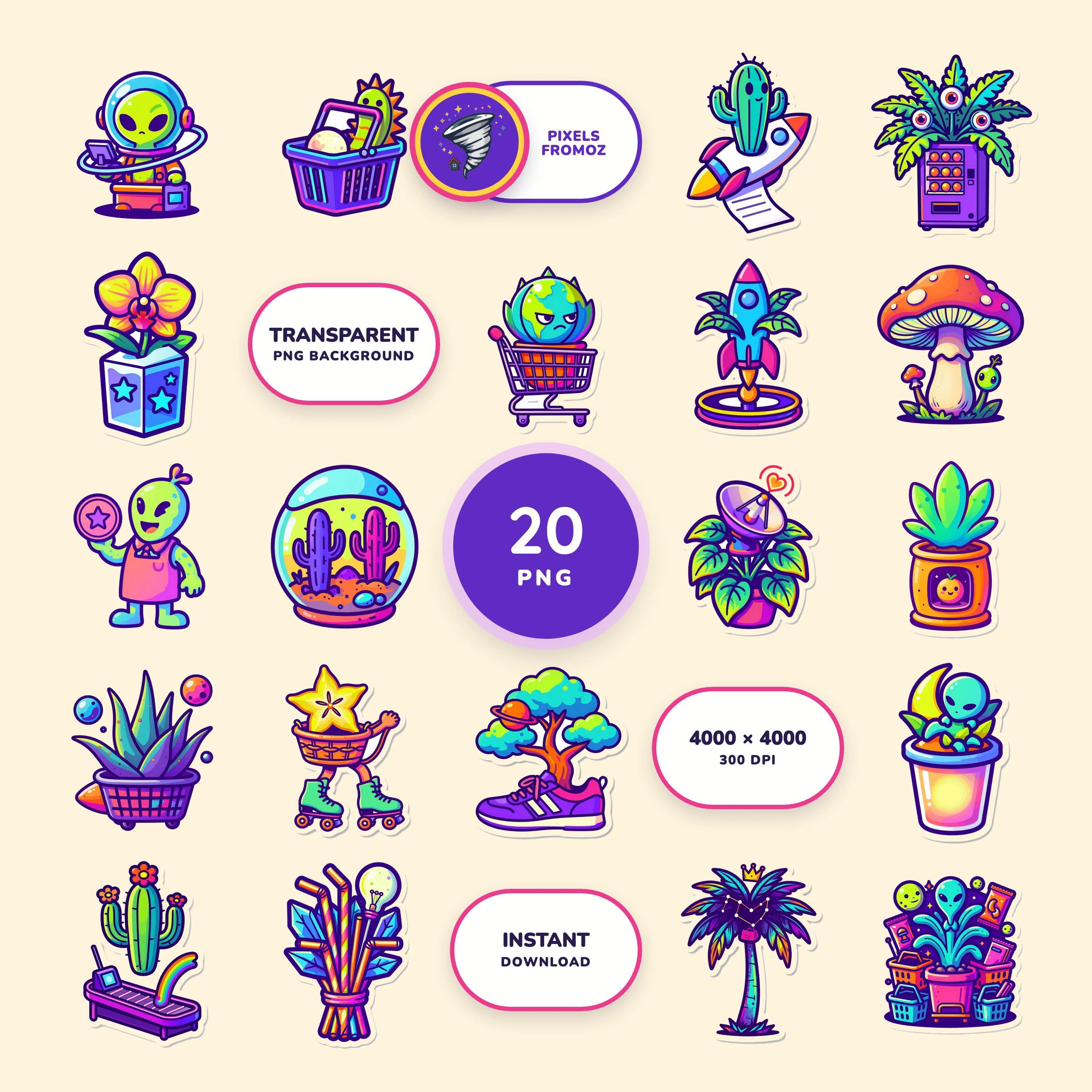 Intergalactic Houseplant Convenience Store PNG clip art collection