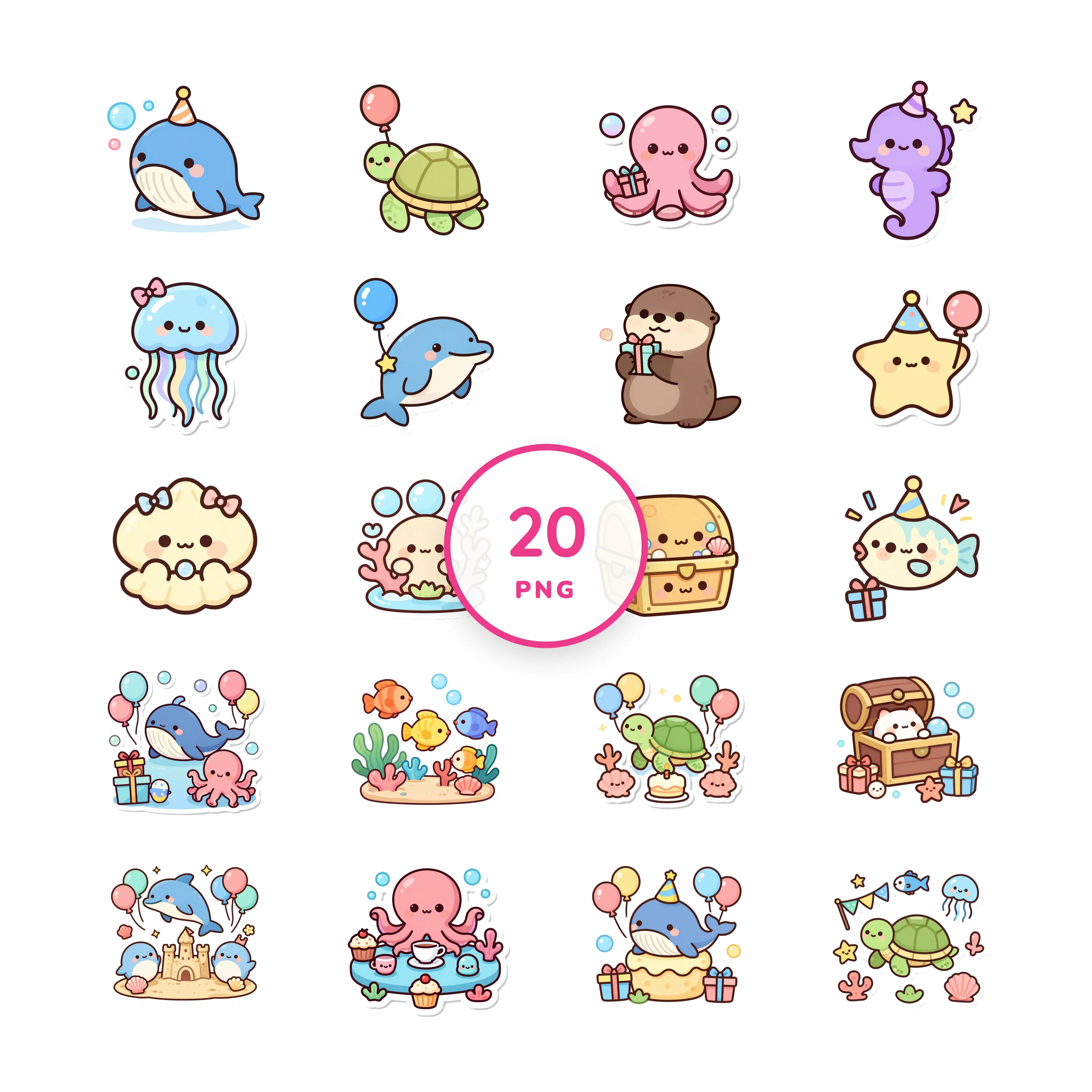 Ocean Birthday PNG clip art collection